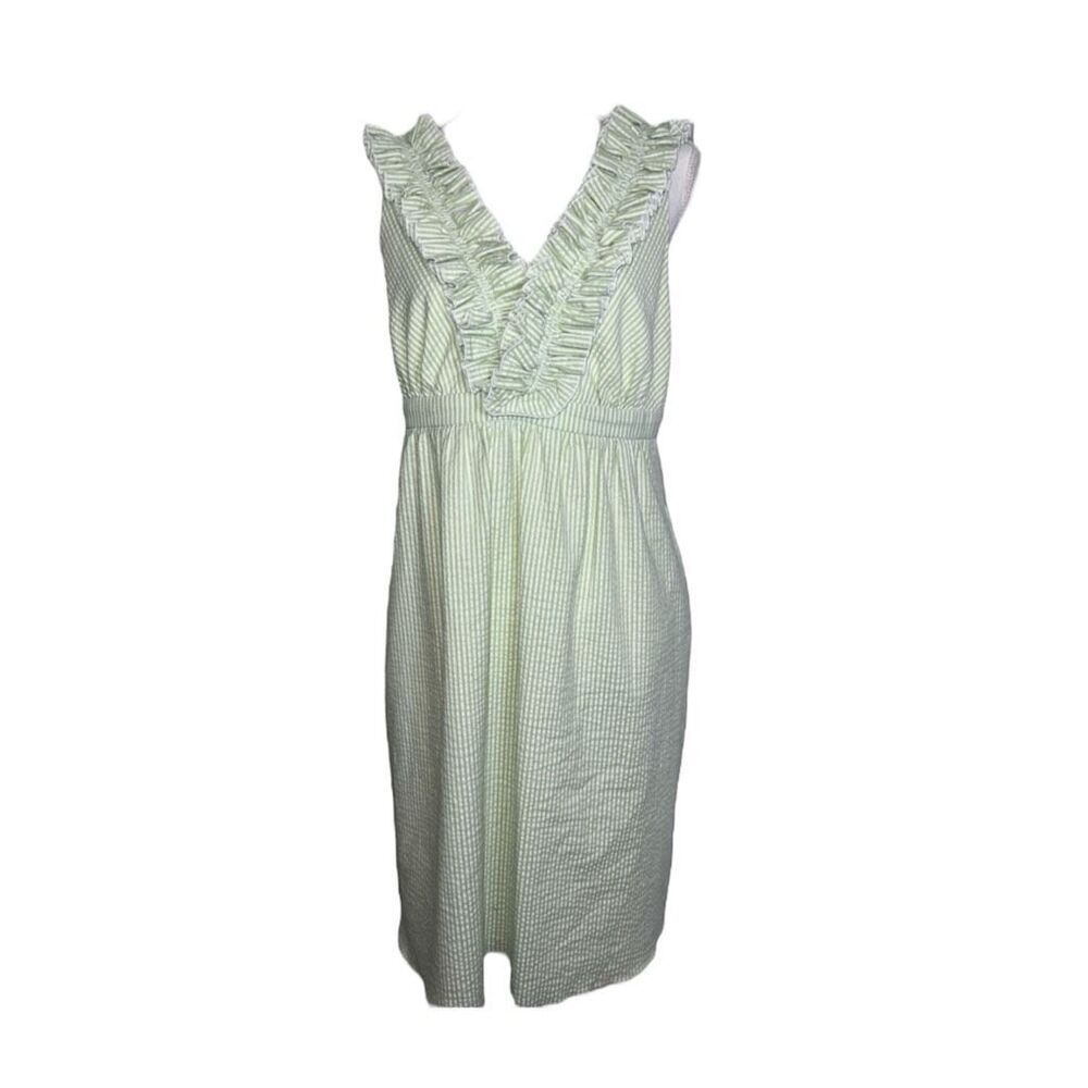 Women’s Mint Green & White Striped Frilly Tank Mini Dress 10